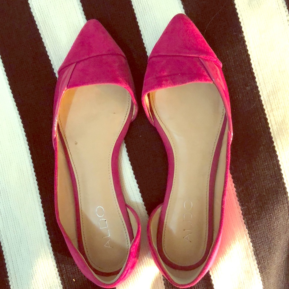 Hot Pink Suede Aldo Flats. size 7